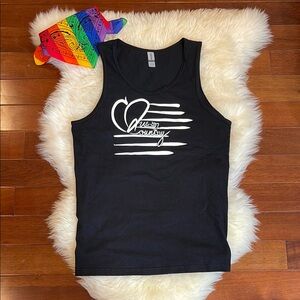 Queer Country Black Muscle Tank Top with White Graphic
